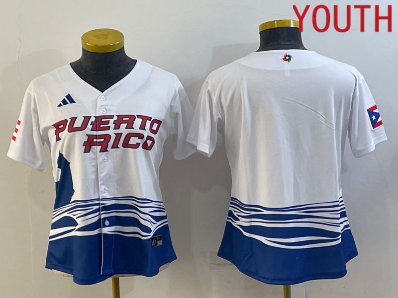 Youth 2023 World Cub Puerto Rico Blank White MLB Jersey